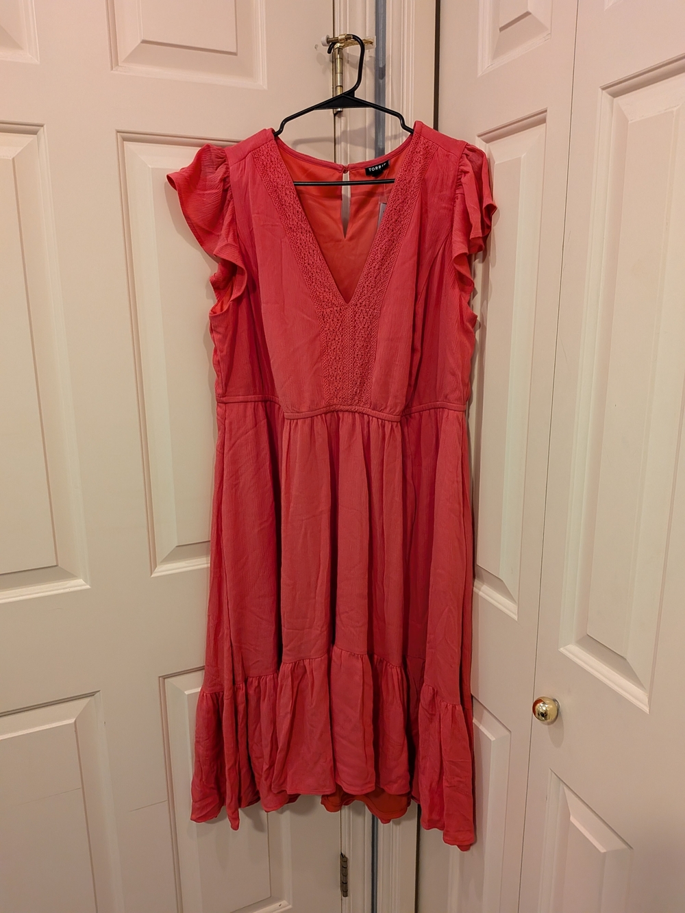 torrid Pink 1x Ruffle Sleeve Midi Dress